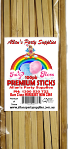 Express Postage, 100pk, Premium Eco Friendly Bamboo Fairy Floss Sticks, 250mm