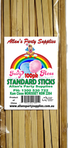 100pk, Standard Eco Friendly Bamboo Fairy Floss Sticks, 200mm