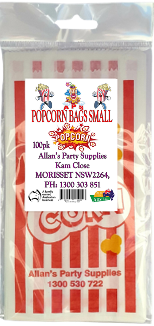 #5 APS Bulk Pack 100 Popcorn Bags, Movie Night, Birthday Parties, Paper Popcorn Bags