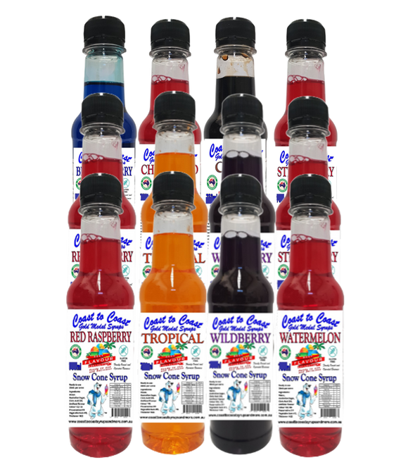 Express Post, Coast to Coast Gold Medal Syrups 12 x 250ml Snow Cone Syrup 250ml