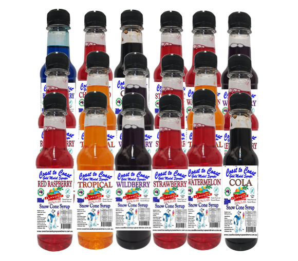 #1 Coast to Coast Gold Medal Syrups 18 x 250ml Snow Cone Syrup