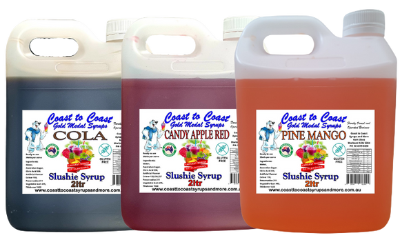 #1 Coast to Coast Gold Medal Syrups, 3 x 2ltr Premium Slushie Syrups,