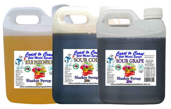 #1s Coast to Coast Gold Medal Syrups, Sour, 3 x 2ltr Premium Sour Slushie Syrups.