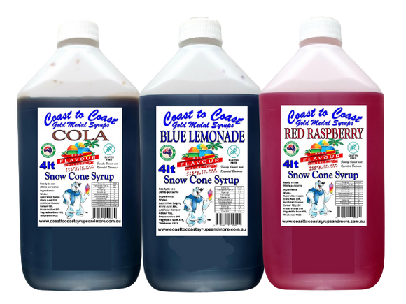 #6 Coast to Coast Gold Medal Syrups, 3X4LTR, Premium Snow Cone Syrups.