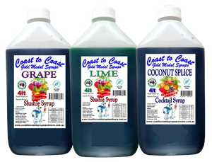 #3 Coast to Coast Gold Medal Syrups, 3x4ltr, Premium Slushie Syrups