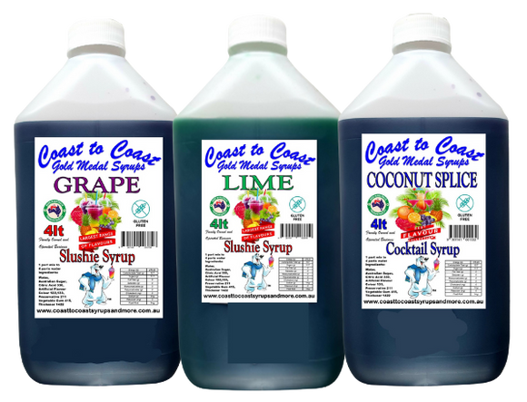 #3 Coast to Coast Gold Medal Syrups, 3x4ltr, Premium Slushie Syrups