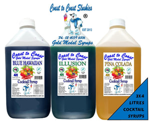 #4 Coast to Coast Gold Medal Syrups, 3x4ltr, Premium Cocktail Syrups, Slushie Syrups