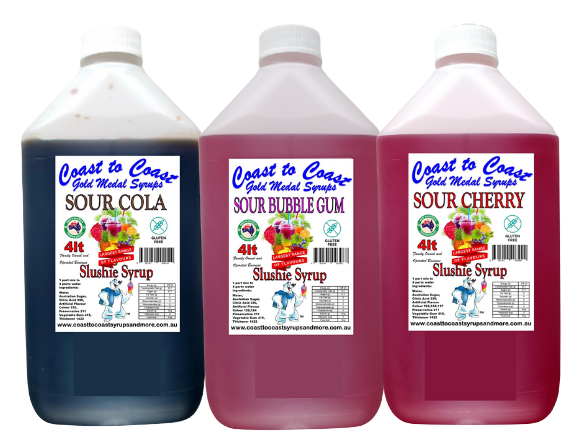 #3s Coast to Coast Gold Medal Syrups, Sour, 3x4ltr, Premium Sour Slushie Syrups