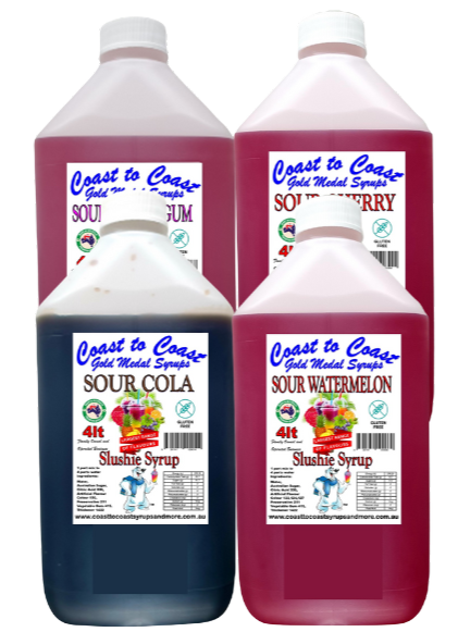 #3s Coast to Coast Gold Medal Syrups, Sour 4x4ltr, Premium Sour Slushie Syrups