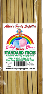 50pk Standard Eco Friendly Bamboo Fairy Floss Sticks, Cotton Candy Sticks 200mm