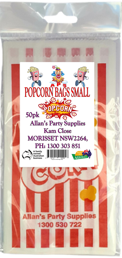 #5 APS, Pack 50 Popcorn Bags, Movie Night, Birthday Parties, Paper Popcorn Bags