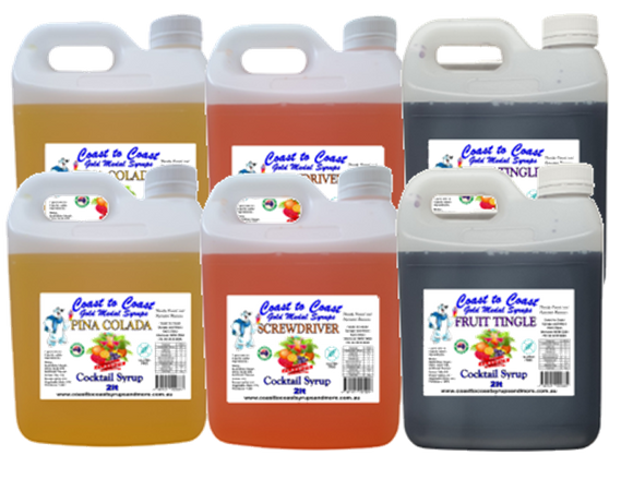 #2 Coast to Coast Gold Medal Syrups, 6 x 2ltr Premium Cocktail Syrup, Slushie Mix.