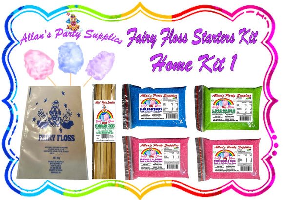 #1 APS, Fairy Floss Starter Kits, Fairy Floss Sugar 4 Flavours, Sticks, Fairy Floss Bags