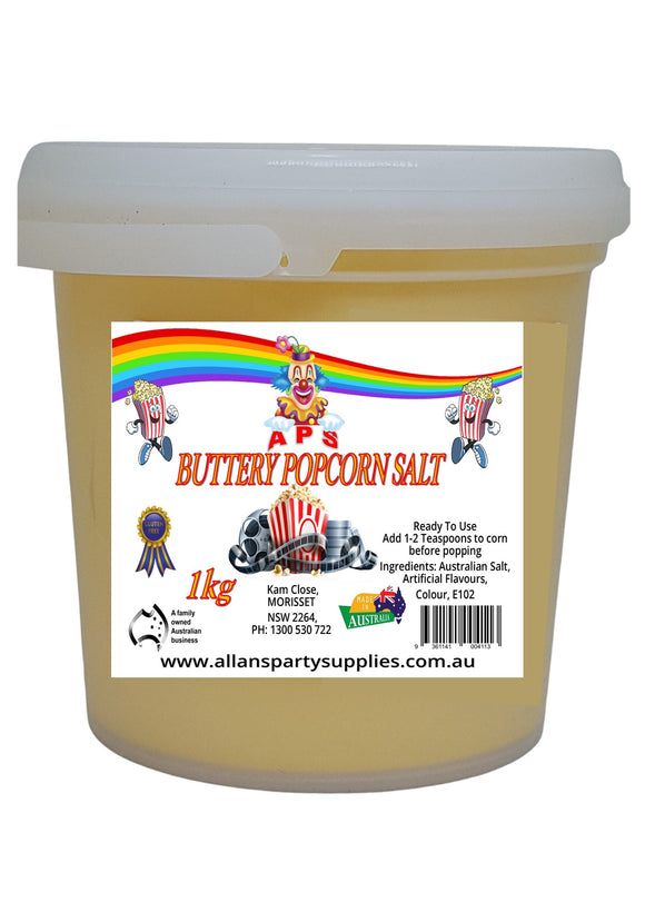 #1 APS, Express Post, 1kg Buttery Popcorn Salt, Resalable Tub to keep Fresh & Dry