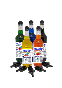 #3 Coast to Coast Gold Medal Syrups, 5 x 750 ml Snow Cone Syrup Assorted Flavours With Pourers